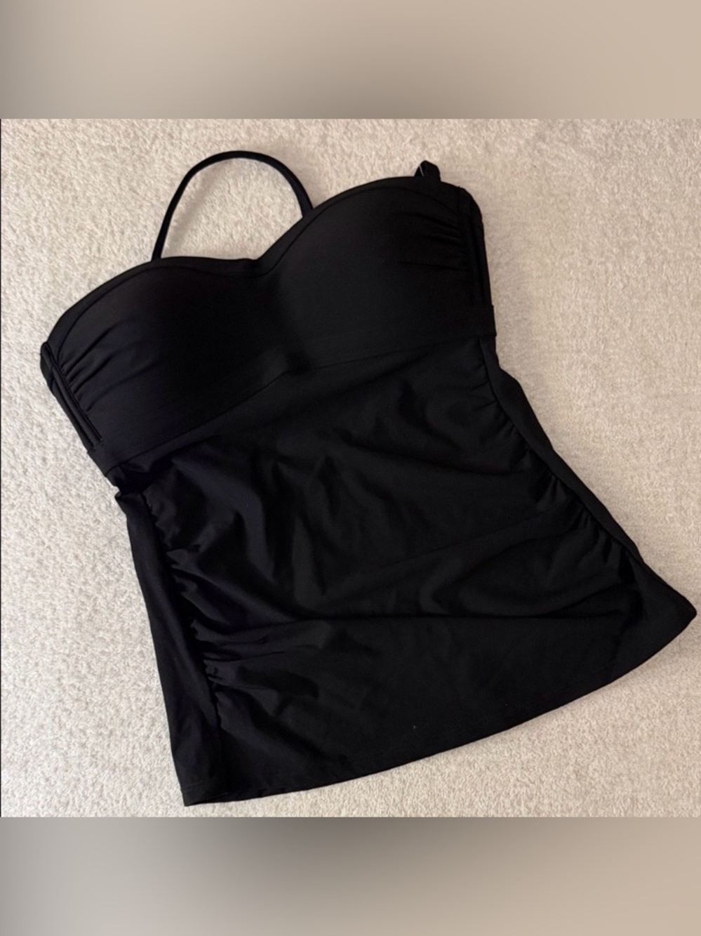 NWOT Athleta Bandeau Tankini Top Bra Swim Ruched Sides Convertible Straps